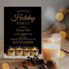 Black Gold Star Candle Corporate Holiday Party Einladung