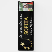 Black Gold Star Foto Abschluss Class 2021 Banner (Vertikal)