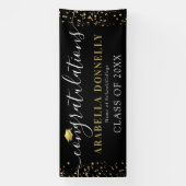 Black & Gold Star Graduation Party Banner (Vertikal)
