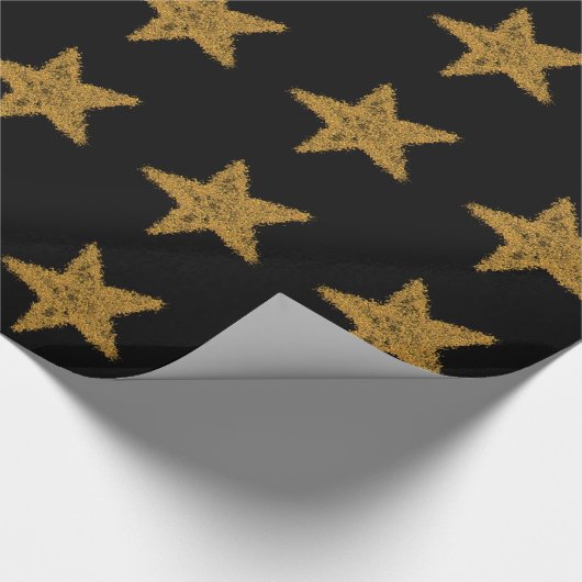 Black Gold Star Wrapper Geschenkpapier (Ecke)