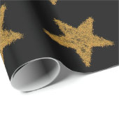 Black Gold Star Wrapper Geschenkpapier (Rolleneckpunkt)