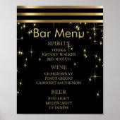 Black & Gold Starlights mit Bars - Bar Menu Poster (Vorne)
