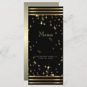 Black & Gold Starlights mit Bars Menükarte (Vorne/Hinten)