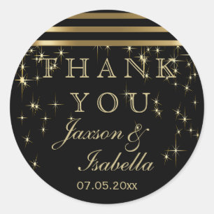 Black & Gold Starlights mit Bars Runder Aufkleber