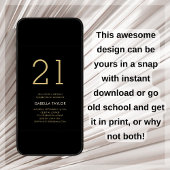 Black & Gold Stars 21. Geburtstag Einladung