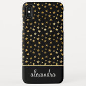 Black - Gold Stars Celestial Monogram Case-Mate iPhone Hülle (Rückseite)