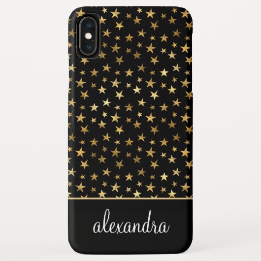 Black - Gold Stars Celestial Monogram Case-Mate iPhone Hülle (Rückseite)