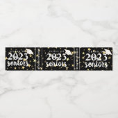 Black Gold Stars Class of 2024 Senior Abschluss Wasserflaschenetikett (Einzelnes Label)