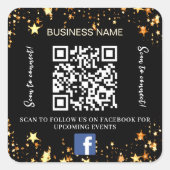 Black Gold Stars Firmenname qo Code Facebook Quadratischer Aufkleber (Vorderseite)