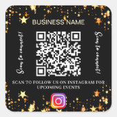 Black Gold Stars Firmenname qr Code Instraagramm Quadratischer Aufkleber (Vorderseite)