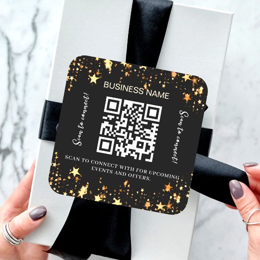 Black Gold Stars Firmenname qr Code Quadratischer Aufkleber