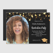 Black Gold Stars Foto Bou Party Magneteinladung (Vorne/Hinten)