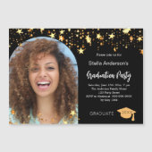 Black Gold Stars Foto Bou Party Magneteinladung (Vorderseite)