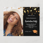 Black Gold Stars Foto Graduierungsparty Einladung (Vorderseite)