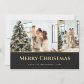 Black Gold Stars Foto Weihnachten (Vorderseite)