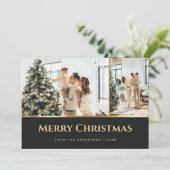 Black Gold Stars Foto Weihnachten (Stehend Vorderseite)