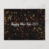 Black Gold Stars Frohes Neues Jahr 2023 Postkarte (Vorderseite)