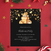 Black Gold Stars Geschenke Weihnachts-Party Einlad