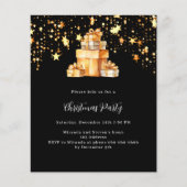 Black Gold Stars Geschenke Weihnachts-Party Einlad (Vorderseite)