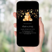 Black Gold Stars Geschenke Weihnachts-Party Einladung