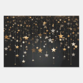 Black Gold Stars Geschenkpapier Set (Vorderseite)