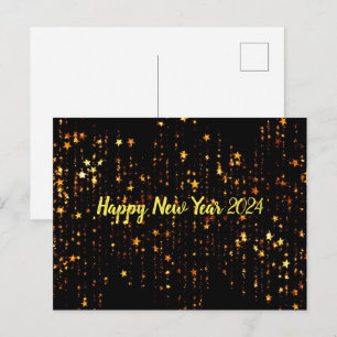Black Gold Stars glücklich Neues Jahr Postkarte