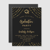 Black Gold Stars Graduierungsparty Luxus Magneteinladung (Vorne/Hinten)