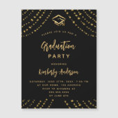 Black Gold Stars Graduierungsparty Luxus Magneteinladung (Vorderseite)