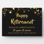 Black Gold Stars Jahre Dienstname Fotoplatte (Vorderseite)