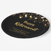 Black Gold Stars Jahre Dienstname Pappteller (Schrägansicht)