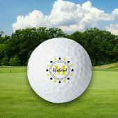Black Gold Stars Monogram Golfball