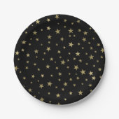 Black & Gold Stars Starry Night Celestial Party Pappteller (Vorderseite)