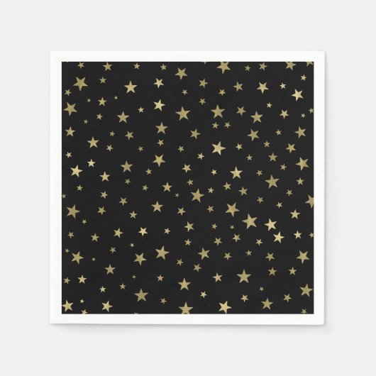 Black & Gold Stars Starry Night Celestial Party Serviette (Vorderseite)