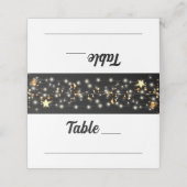 Black Gold Stars String Lights Platzkarte (Außenseite Aufgefaltet)