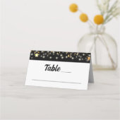 Black Gold Stars String Lights Platzkarte (Vorderseite)
