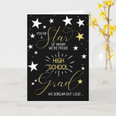 Black Gold Stars Typografie Karte (Gelbe Blume)