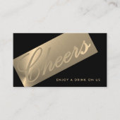 Black & Gold Stilschrift "Cheers" Drink Ticket Begleitkarte (Vorderseite)