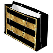 Black Gold Streifen Große Geschenktüte (Vorderseite Schrägansicht)