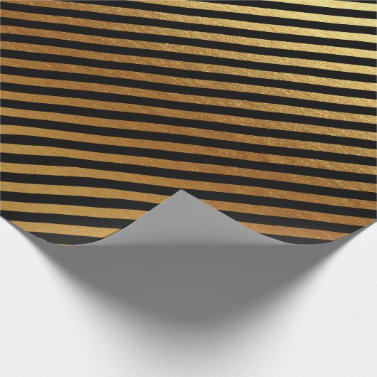Black Gold Streifen Linien Metallic Minimal Lux Geschenkpapier (Ecke)