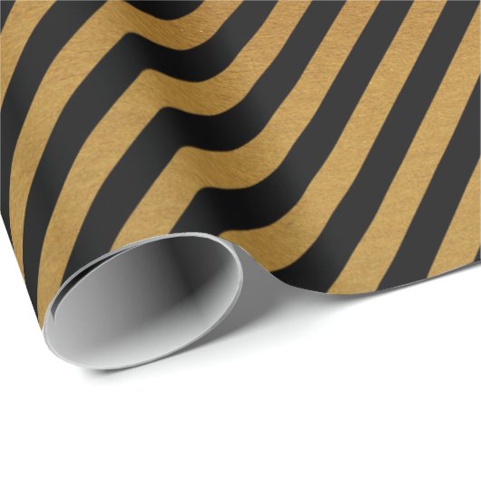Black Gold Streifen Linien Metallic Minimal Lux Geschenkpapier (Rolleneckpunkt)