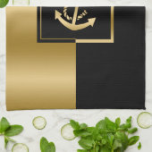 Black & Gold Streifen mit Ankervorrichtung für Was Geschirrtuch (Gefaltet)