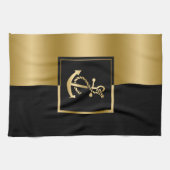 Black & Gold Streifen mit Ankervorrichtung für Was Geschirrtuch (Horizontal)