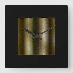 Black Gold Streifen Sepia Minimal Name Geometry Lu Quadratische Wanduhr