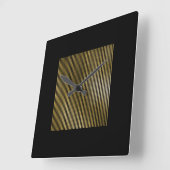 Black Gold Streifen Sepia Minimal Name Geometry Lu Quadratische Wanduhr (Winkel)
