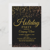 Black Gold String Lights Corporate Holiday Party Einladung (Vorderseite)