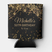 Black Gold String Lights Glitzer Erwachsene Geburt Dosenkühler (Vorderseite)