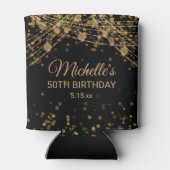 Black Gold String Lights Glitzer Erwachsene Geburt Dosenkühler (Rückseite)