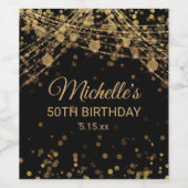 Black Gold String Lights Glitzer Erwachsene Geburt Weinetikett (Einzelnes Label)