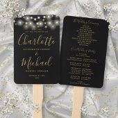 Black Gold String Lights Skript Wedding Programm Fächer