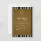 Black Gold Stripe Star von David Bar Mitzvah RSV RSVP Karte (Rückseite)